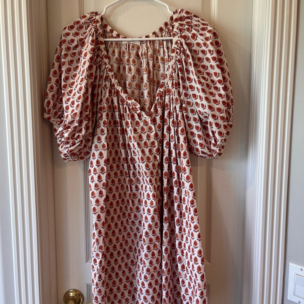 Doen Red and White Patterned Mini Dress